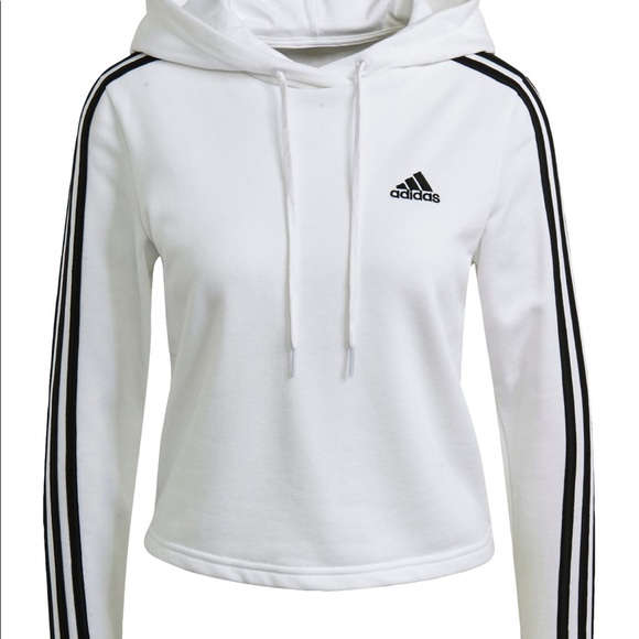 White Adidas cropped hoodie size XL - Picture 2 of 11